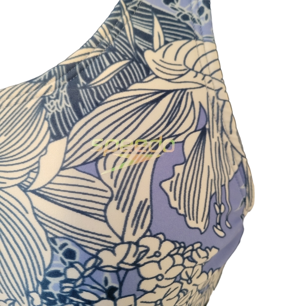 NWT Speedo Floral Bikini Top Small Blue White Sport Swim Top Removable Pads - Picture 4 of 7